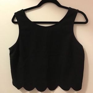 Sophia+Zeke Scalloped Crop Blouse